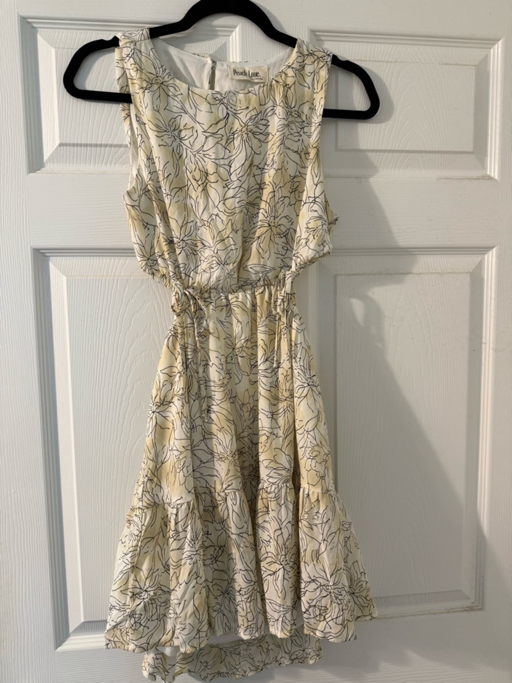 Floral Sleeveless Yellow Cream Dress